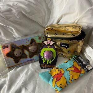 NWT Disney Gold Cosmetic Bag & Bundle